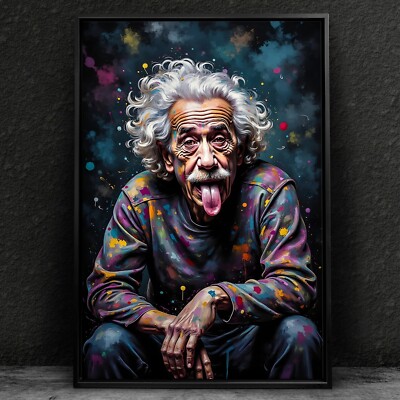 Wandbild, Bunt Albert Einstein Abstrakte Kunst Leinwand, Acrylglas, Poster Bild