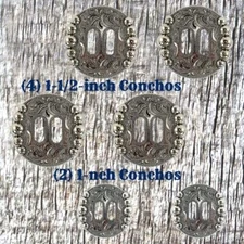 Antiqued Nickel Slotted Concho Saddle Set CON448-G-NP-5-Berry-SD-SET-1