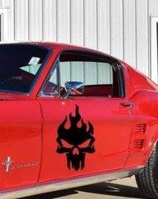Flaming Skull Car/ Wall Decal- large size