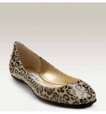 Jimmy Choo WITTY RARE Leopard Print Shimmer Patent Flats EU 36 US I LOVE  SHOES