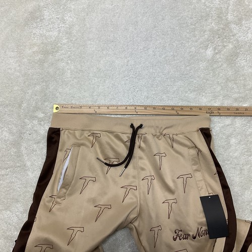Fear None Mens Size M Tan Brown Track Jump Suit Jacket and Pants Set Casual - Picture 7 of 12