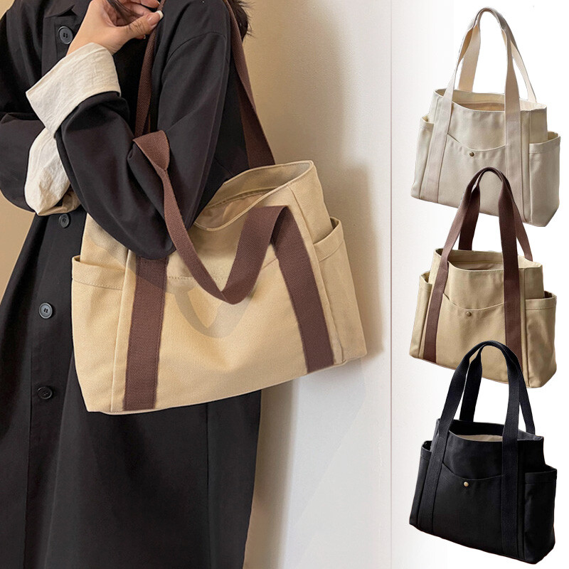 Womens Large Capacity Canvas Tote Bag Handbag Student Shoulder Shopping Bag