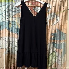 ASOS Mini Tank Dress, V-Neck with Tiered Hem, Pockets, Black, US 10