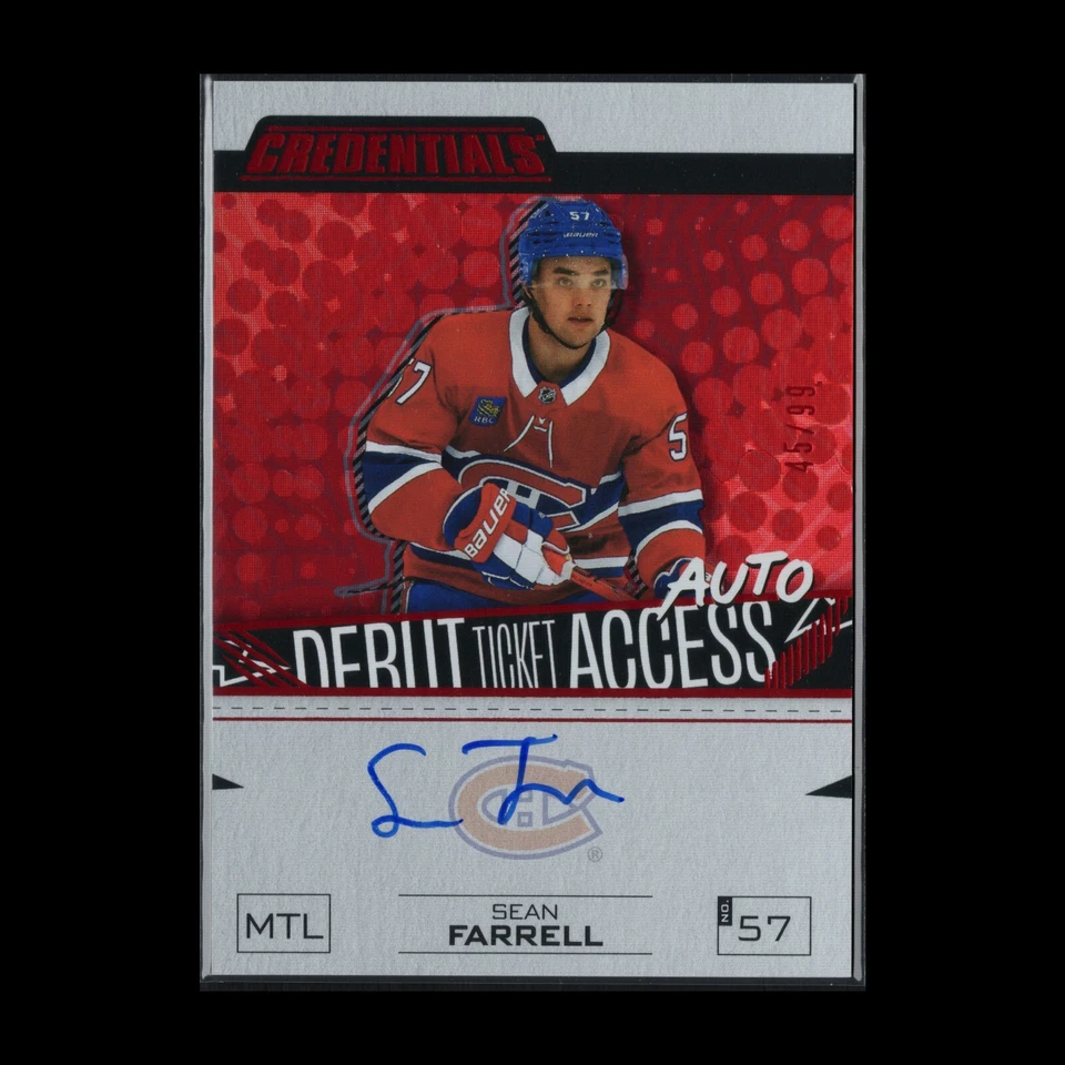 2023-24 UD Credentials SEAN FARRELL #DTAA-SF Debut Ticket Access AUTO Red RC /99 - Image 4 of 4