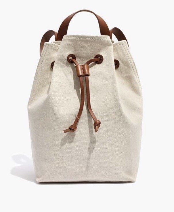 Madewell Somerset Backpack Drawstring Off White Canvas  display picture 3