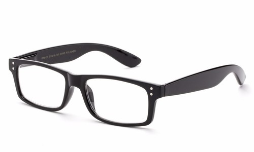 Horned Rim Clear Lens Rectangular Fashion Glasses - Imagen 2 de 7