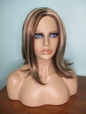 14'' brown and blond two-tone straight shoulder length SHAG style WIG