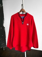 Helly Hansen Vintage Red Sherpa Teddy Fleece Quarter 1/4 Zip Pullover Sweater