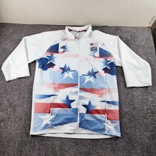 Adidas Women's Size L Tall Warm Up Jacket USA Olympics Volleyball White FU0102