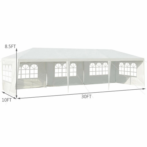 COSTWAY 10'X30' PARTY WEDDING PATIO TENT CANOPY HEAVY DUTY GAZEBO - WHITE