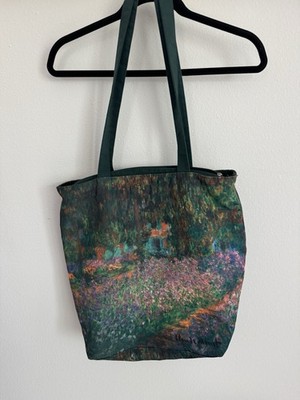 Monet Painting Bag Zipper Top Plastic Lined Polyester Bag 14''x11.5''