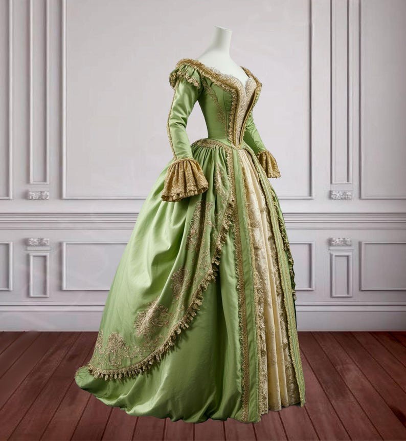 Green Rococo Dresses Venice Carnival Costume Bridgerton Queen Party Ball  Gowns | eBay