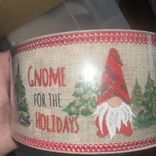 Member's Mark Prem Wired Edge Gnome for the Holidays Ribbon 2.5" Wide x 50 Yards