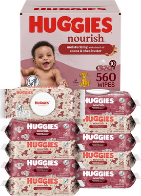 Nourish Scented Baby Wipes, 10 Push Button Packs (560 Wipes Total)