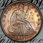 1858-O CAMEO PL SOLID+ GEM BU MS SEATED LIBERTY HALF-DOLLAR DC149 FROM HOARD