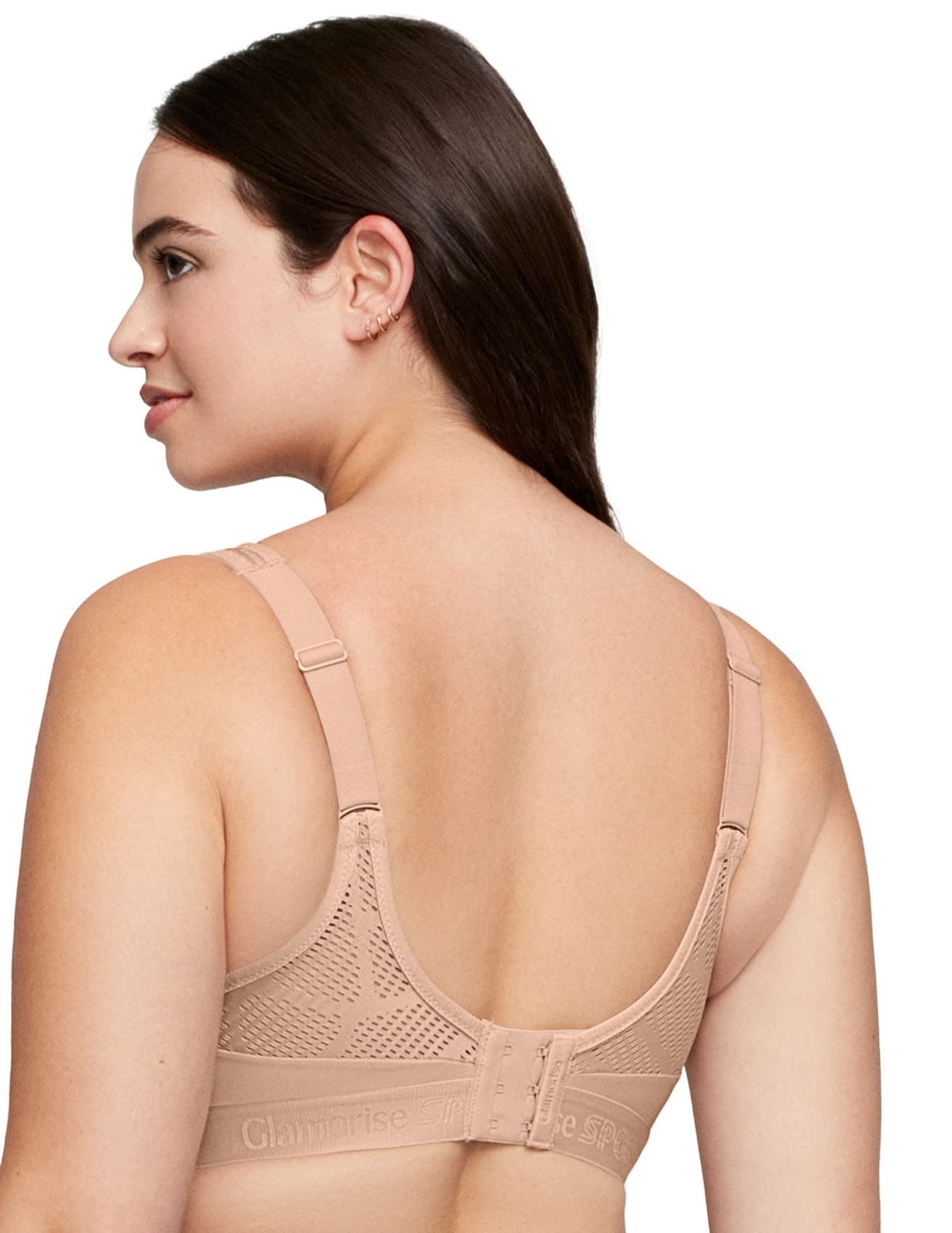 Plus Size Plus Size Breathable Mesh Non Wired Sports Bra No. 1068, Skin, 85H image 2