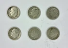 Lot of 6 US Roosevelt Dimes 10C 1946-1949 Circulated 90% Silver