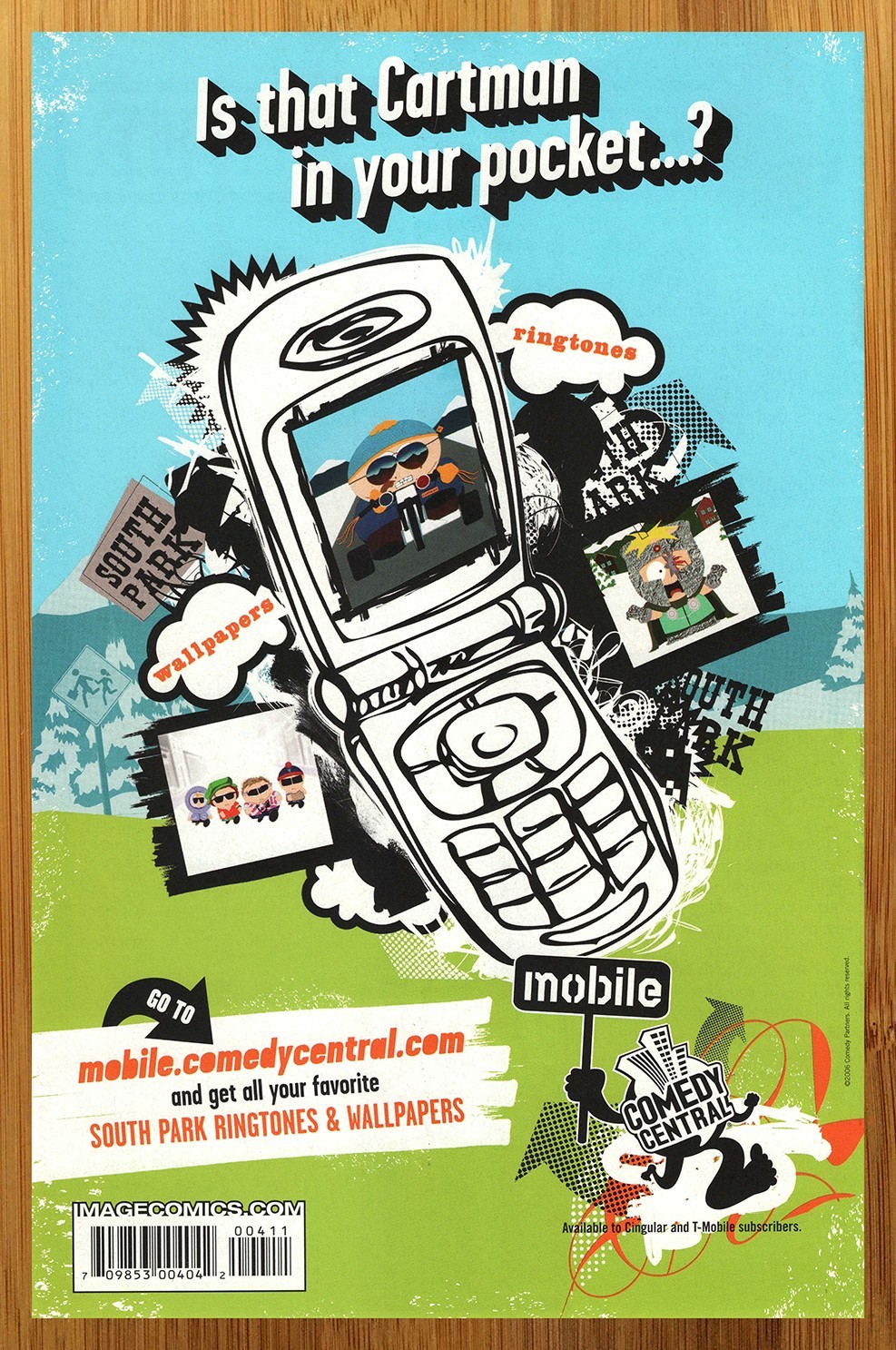 2006 Comedy Central Mobile Print Ad/Poster South Park Cell Flip Phone Promo Art