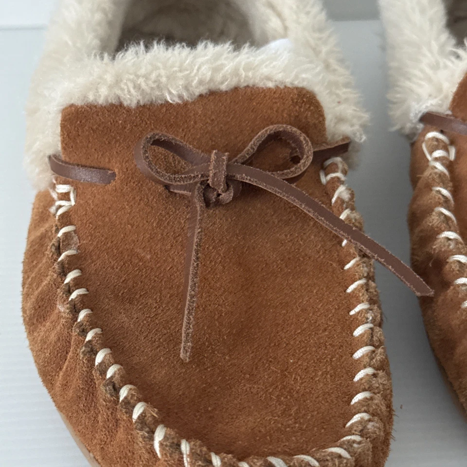 Zapatillas mocasín J Crew Lodge gamuza tostada forro de piel sintética K4997 para mujer talla 11 Foto 4 de 4