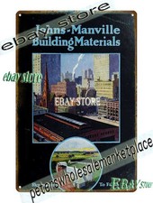 1920 Johns Manville Building Materials Roofing Builder Tin Sign rustic