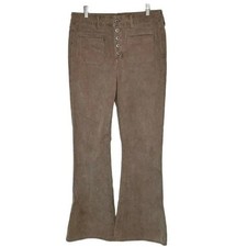 American Eagle Super Hi-Rise Flare pants tan corduroy button fly sz 10 regular