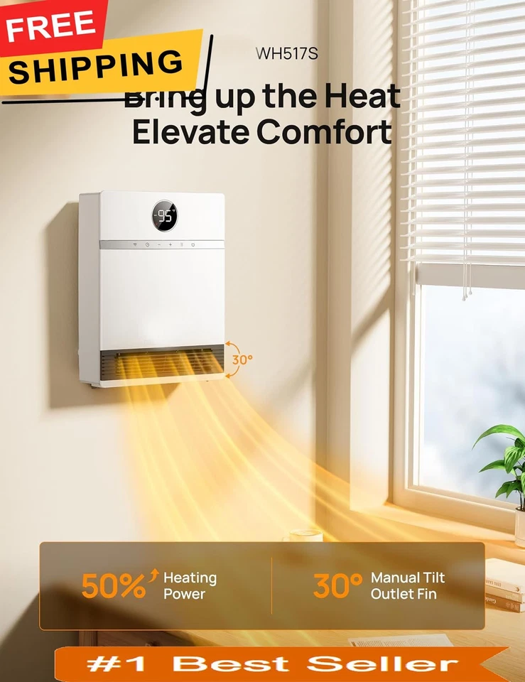 Calefactor de pared inteligente, IP24, calefactor eléctrico PTC para interiores, Foto 2 de 4