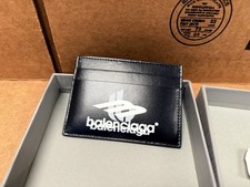  305 New Balenciaga Sport Logo Black Leather Card Holder Case GIFT