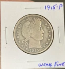Nice Grade 1915 P, Philadelphia Mint Barber Half Dollar