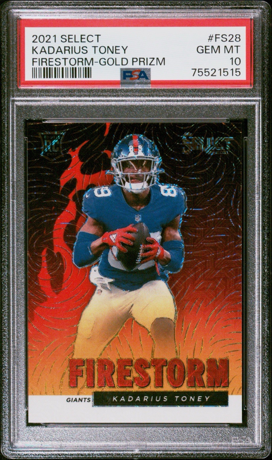 2021 PANINI SELECT FIRESTORM #FS28 KADARIUS TONEY GOLD PRIZM #/10 PSA 10 ROOKIE