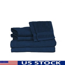 Luxury 6-Piece Towel Set Soft Absorbent Cotton Machine Washable Woven Border New