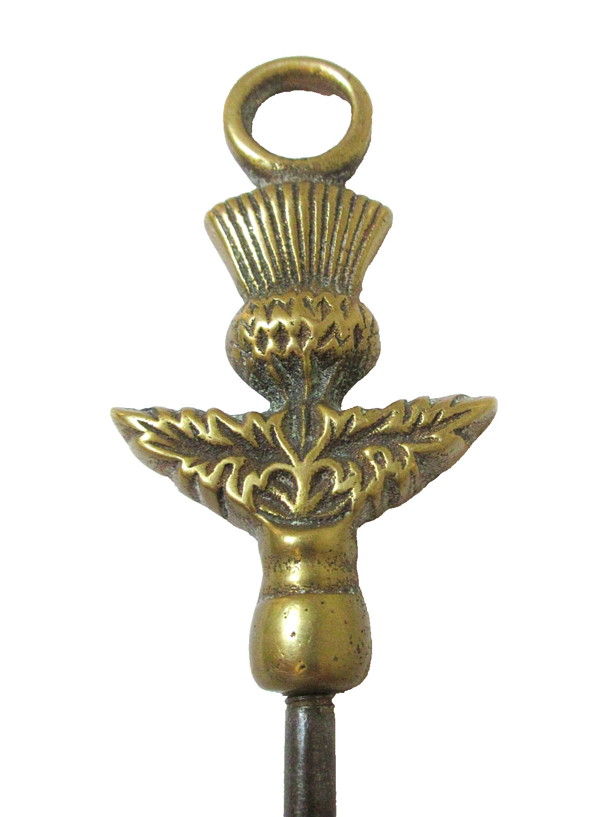 Antique Brass Button Hook Thistle with Loop - image 1