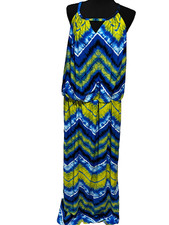 New Ashley Stewart blouson Maxi dress Tie-dye  print Plus sz 22/24 Hippie bright
