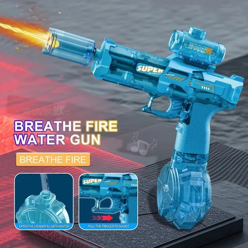 Pistolet à eau électrique LED pour jeux de piscine et jardin enfant