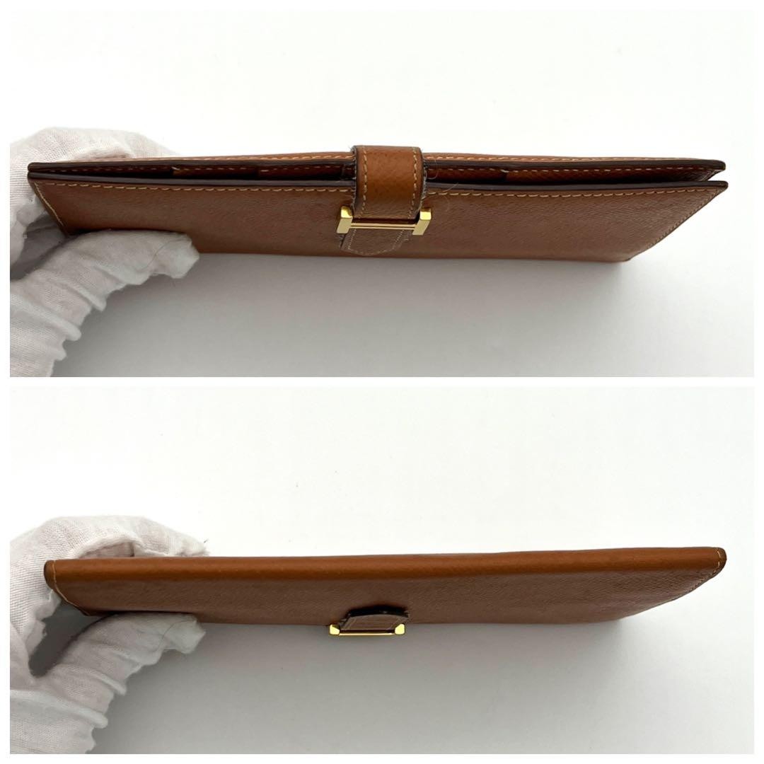 Hermes Bearn Classic Long Wallet Gold Leather Vintage Collector Item thumbnail 3