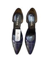 PRADA VINTAGE Contrast Stitched Leather Sculpted Pumps 9 cm 40