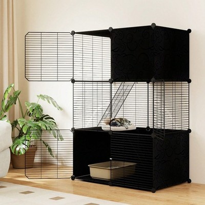 3 Tier Metal Wire Cat Cage With 2 Ramps Indoor Enclosure For Small Animals