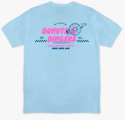 BL101 Baseball Lifestyle 101, Adult Size: Medium Blue Donuts and Dingers T-shirt