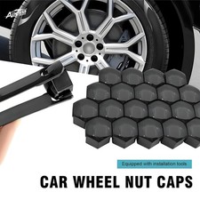 17mm Gloss Black Alloy Wheel Nut Bolt Cover Caps Universal Set For Any Car 20pcs