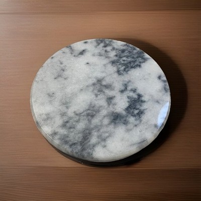 Genuine Marble 8  Round Thin Trivet, Cheese Board, Riser