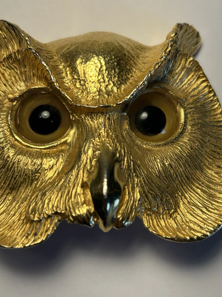 Christopher Ross Vintage 1986 Gold Plated Owl Belt Buckle 3.75” - Image 3 of 4