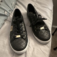 G by GUESS Black Quilted Logo Low Top Lace Up Women's Sneakers