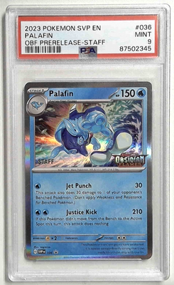 1x V1018: 2023: PALAFIN: 036: OBF PRERELEASE STAFF: PSA 9: MINT