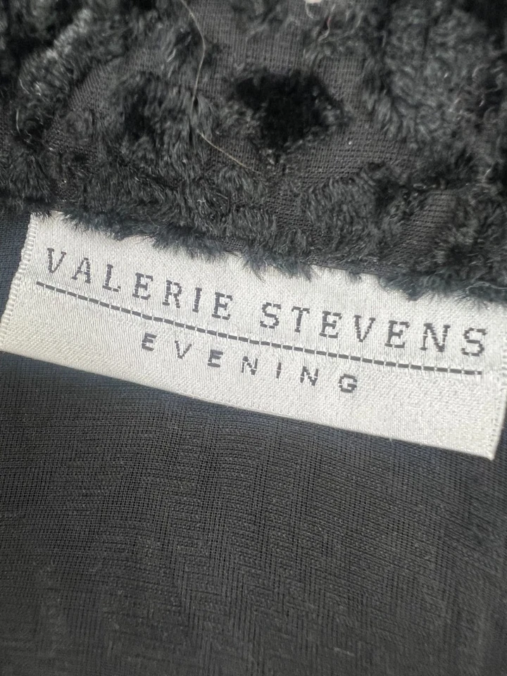 Valerie Stevens 6 Black Velvet Burnout Tunic Jacket Sheer Paisley Goth Witchy - Image 4 of 4