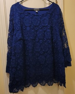CHARTER CLUB Blue 3X Women's LACE Style Blouse NWT