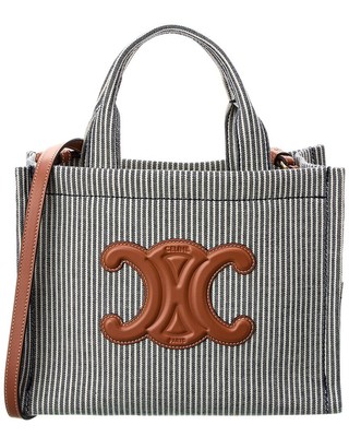 Celine Cabas Thais Small Canvas & Leather Tote Women's Blue
