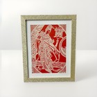 Vintage Framed Chinese White Paper-Cut Jianzhi Guanyin Figure on Red Backing 7x9