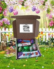 Small EASTER CHOCOLATE & SWEET PERSONALISED GIFT BOXES Hamper Kinder Eggs Treat