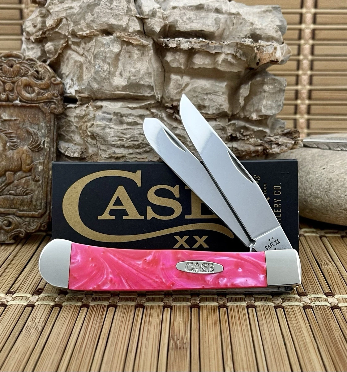 レア AKC ジャックナイフ スティレットナイフ クリームソーダ ピンクドラゴン Case XX Stainless Steel Blade Pink Collectible Folding Knives for