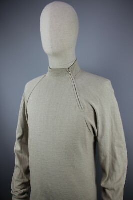 ISSEY MIYAKE PERMANENTE Silk Made in Japan MENS 1/2 zip Biege Knit