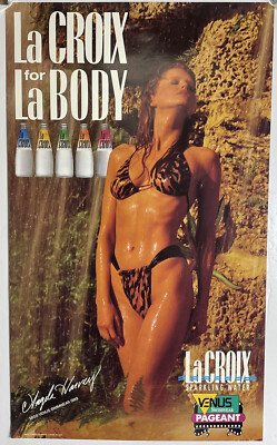 La Croix Sparkling Water  Poster Vtg. Miss Venus Swimwear 1989 Bikini Girl